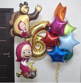 Комплект шаров на 6 лет "Маша и Медведь"